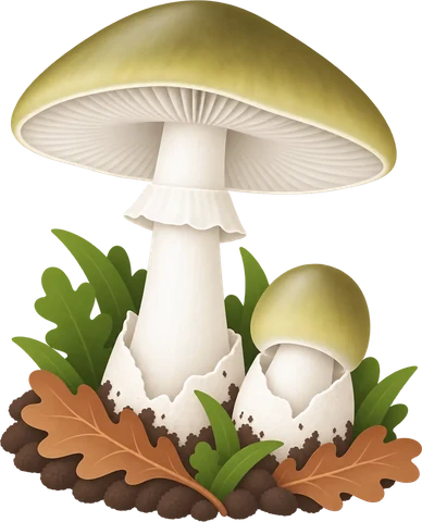 Dibuix de la farinera borda (Amanita phalloides)