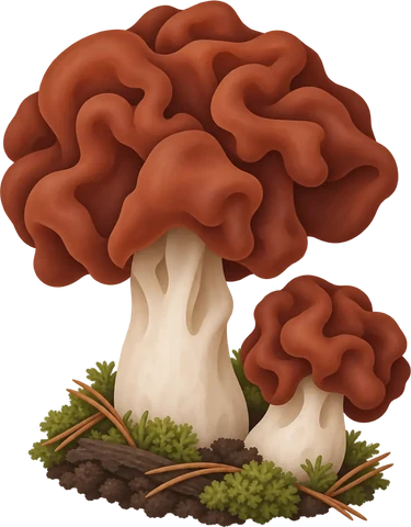 Dibuix del bolet de greix (Gyromitra esculenta)