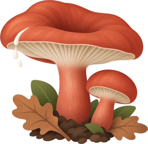 Dibuix de la lleterola roja (Lactifluus rugatus)