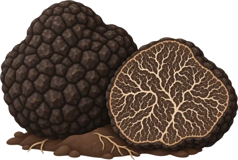 Dibuix de la tòfona negra (Tuber melanosporum)